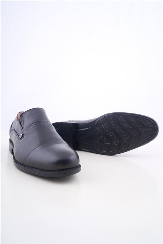 Meva 694 Siyah Erkek Deri Poli Taban Comfort Ayakkabı