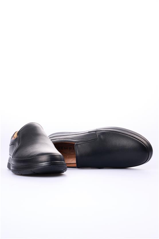 Meva 704 Siyah Erkek Deri Poli Taban Comfort Ayakkabı