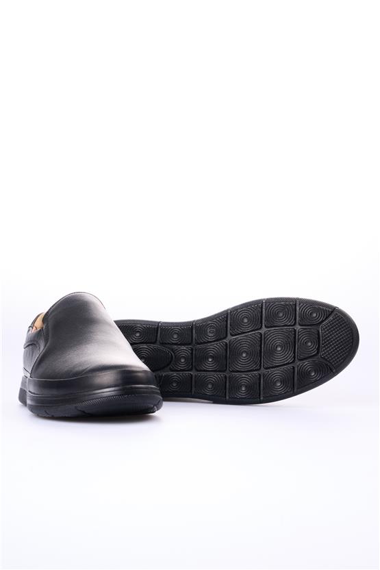 Meva 704 Siyah Erkek Deri Poli Taban Comfort Ayakkabı