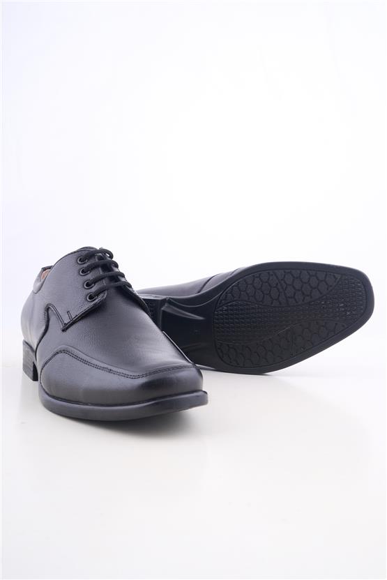 Meva 716 Siyah Erkek Deri Poli Taban Comfort Ayakkabı