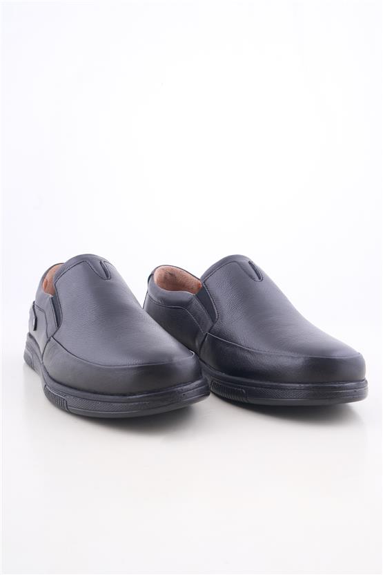 Meva 756 Siyah Erkek Deri Poli Taban Comfort Ayakkabı