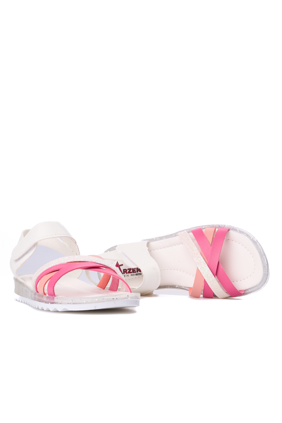 Mınıcan  Sa-F-011 Beyaz Pembe 10 Fılet Kız Cocuk Sandalet