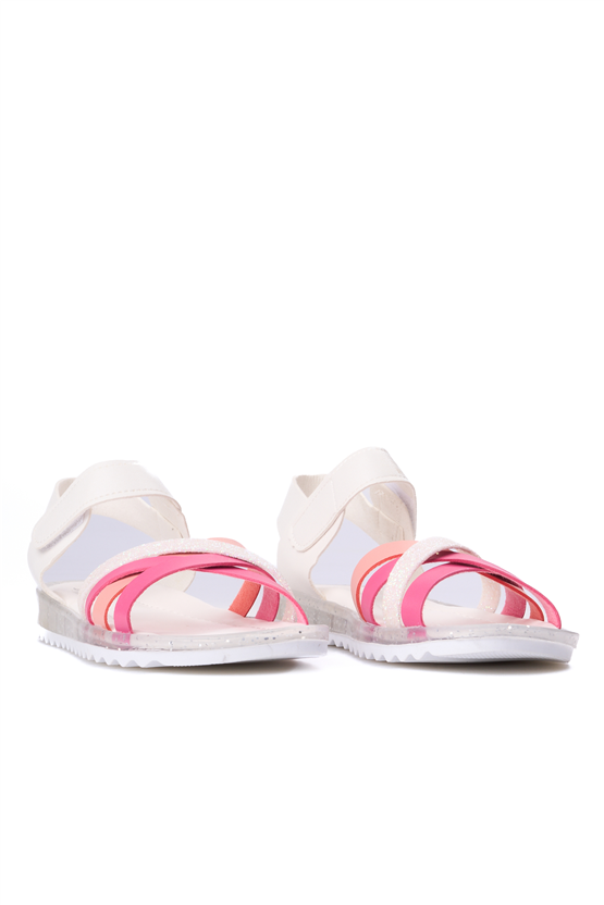 Mınıcan  Sa-F-011 Beyaz Pembe 10 Fılet Kız Cocuk Sandalet