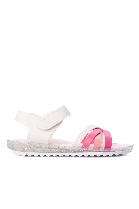 Mınıcan  Sa-F-011 Beyaz Pembe 10 Fılet Kız Cocuk Sandalet
