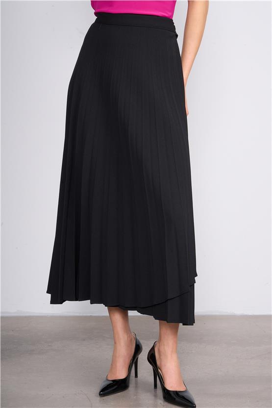 Miss Nisa 403-1 Siyah Kadın Piliseli Etek
