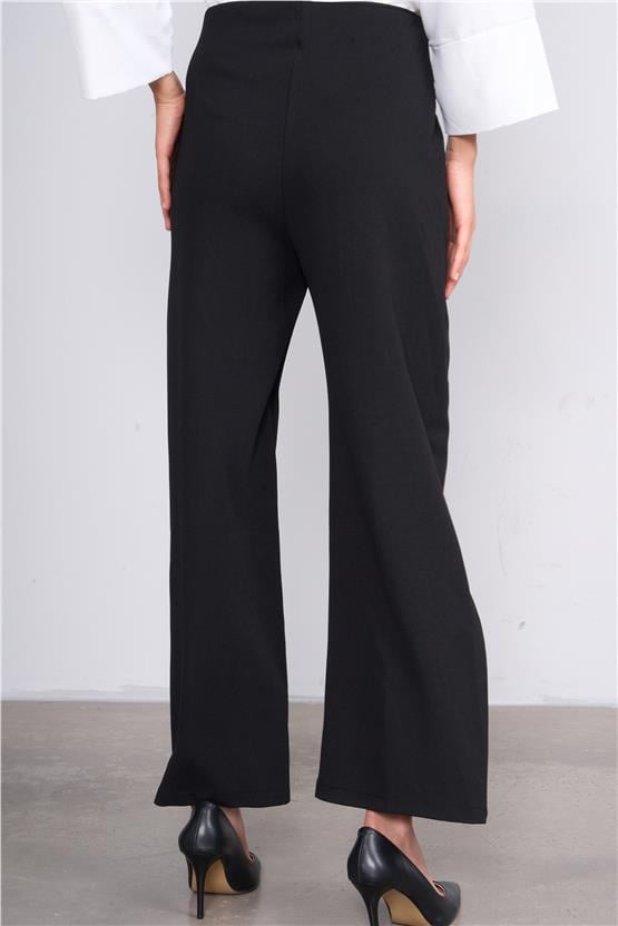 Miss Nisa 521 Siyah Kadın Bel Aksesuar Düğmeli Pantolon