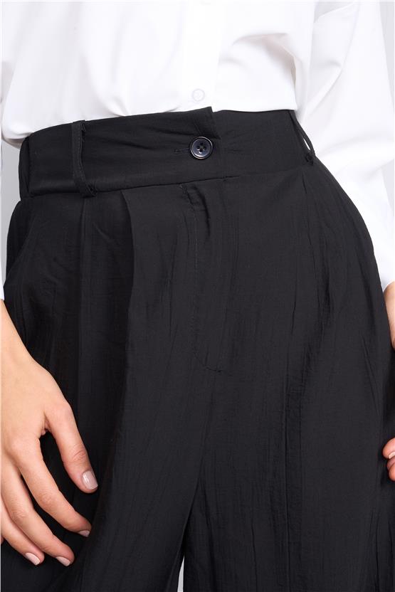 Miss Nisa 541 Siyah Kadın Bürümcük Palazzo Pantolon