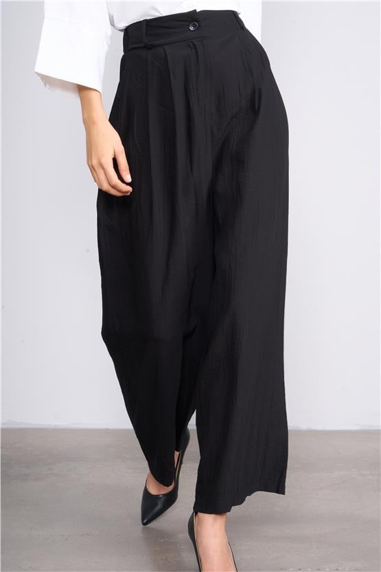 Miss Nisa 541 Siyah Kadın Bürümcük Palazzo Pantolon