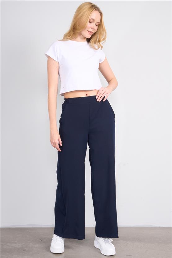 Miya Mira 7682 Bayan Geniş Paça Pantolon Lacivert