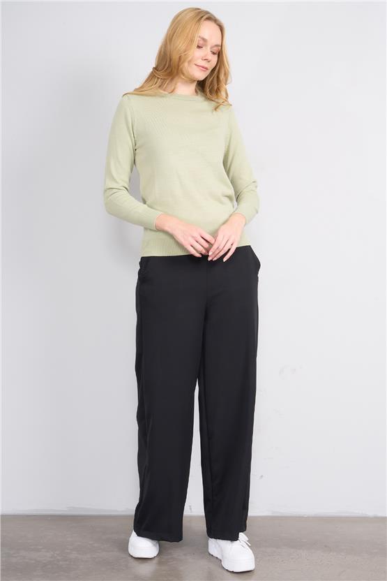 Miya Mira 7682 Bayan Geniş Paça Pantolon Siyah