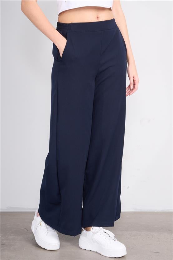 Miya Mira 7682 Bayan Geniş Paça Pantolon Lacivert