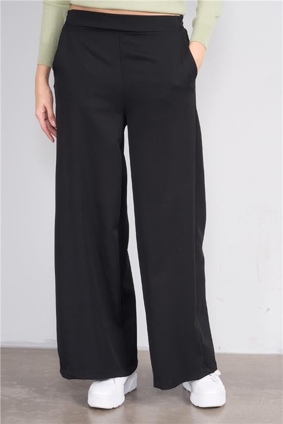 Miya Mira 7682 Bayan Geniş Paça Pantolon Siyah