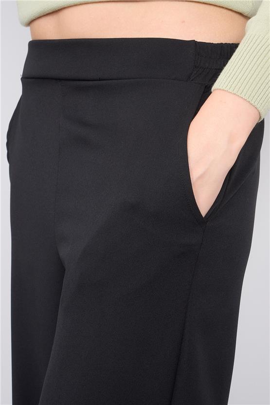 Miya Mira 7682 Bayan Geniş Paça Pantolon Siyah
