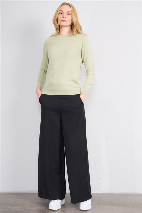 Miya Mira 7682 Bayan Geniş Paça Pantolon Siyah