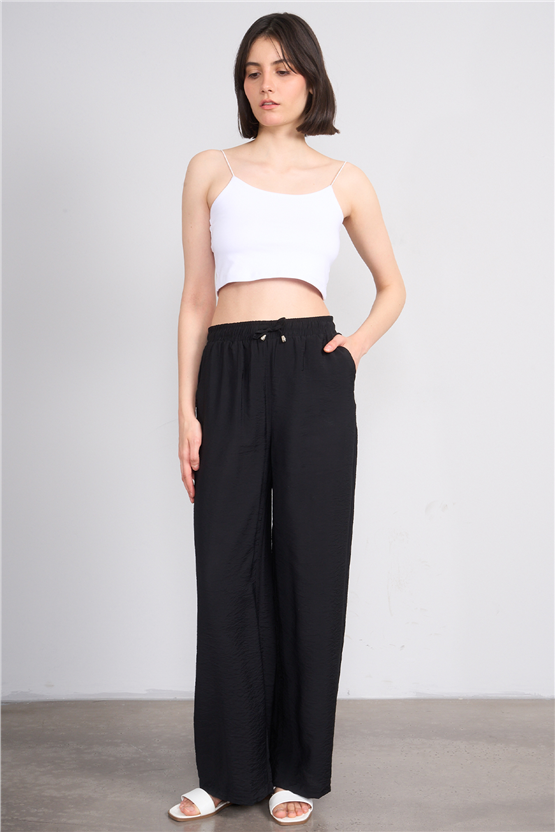 Miya Mira Modest 7899 Bayan Rita Geniş Paça Pantolon Siyah