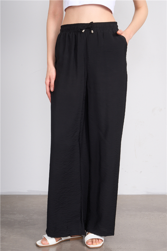 Miya Mira Modest 7899 Bayan Rita Geniş Paça Pantolon Siyah