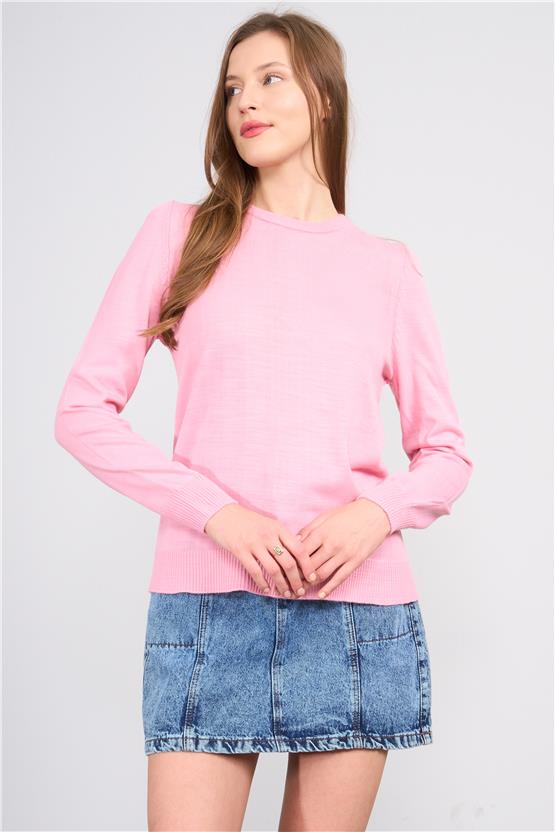 Miyamira 2275 Kadın Pembe Triko Kazak