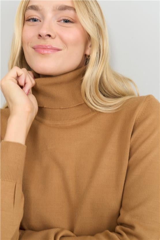 Miyamira Balıkçı Yaka Camel Kazak