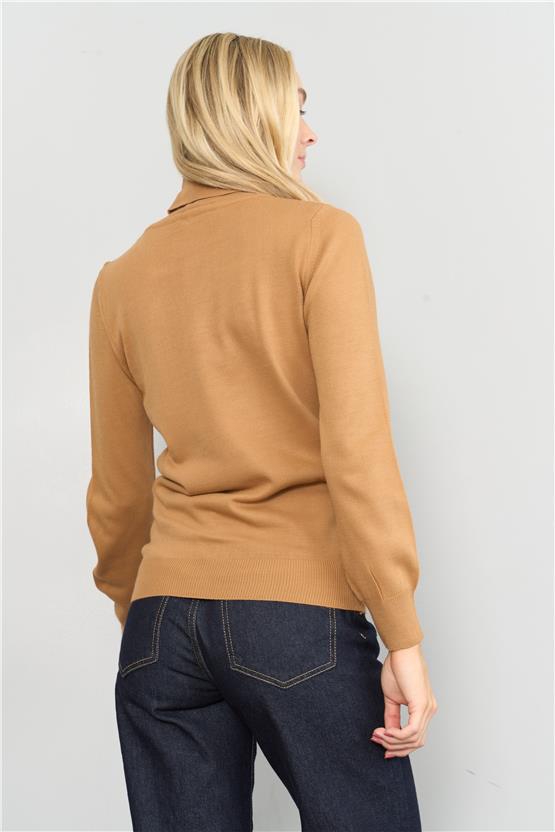 Miyamira Balıkçı Yaka Camel Kazak