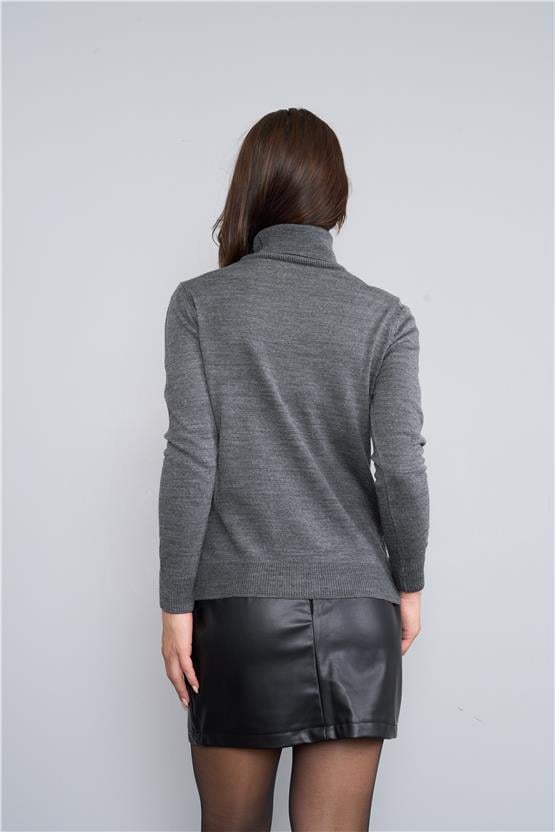 Miyamira Balıkçı Yaka Gri Melanj Kazak