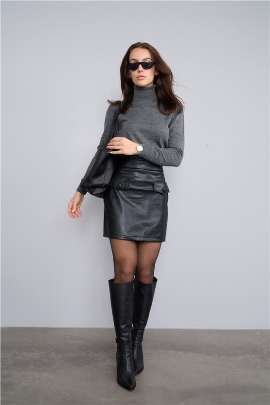 Miyamira Balıkçı Yaka Gri Melanj Kazak