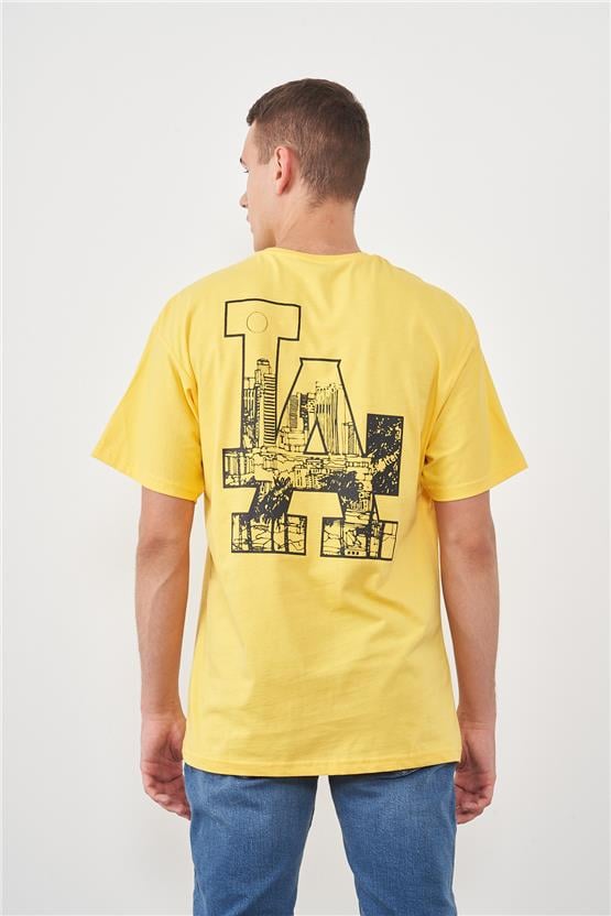 Moyes 1404 Sarı Erkek Basic Oversize T-Shirt