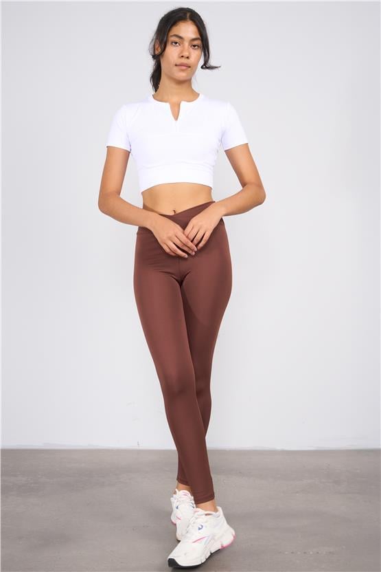 Mys M-302 Acı Kahve Kadın Belı Asımetrık Tayt