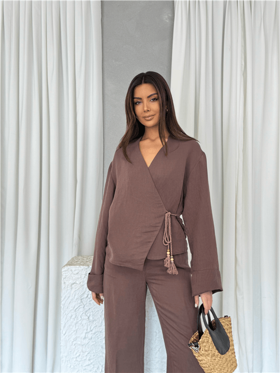 Nesil Y26 Eu2118 Kahve Kadın Eteklı İkili Takım S-Xl