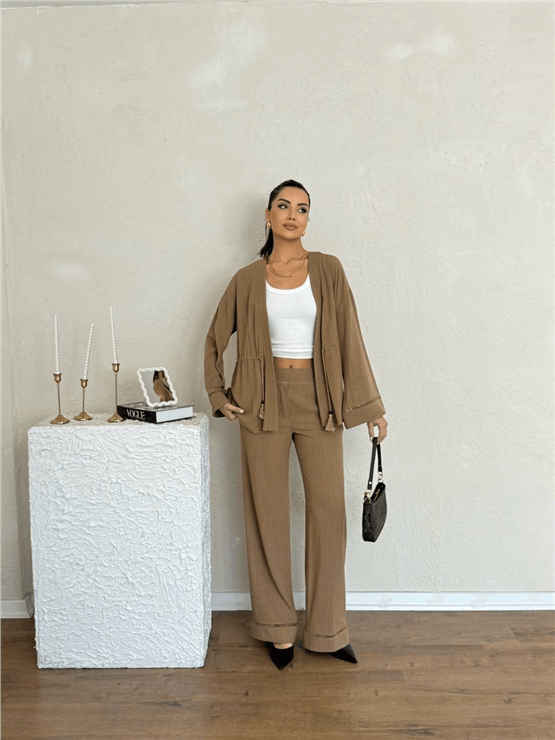 Nesil Y26 Eu2122 Kahve Kadın Pantalonlu İkili Takım S-Xl