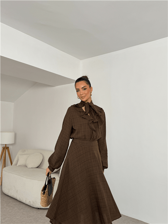 Nesil Y26 Eu2129 Kahve Kadın Eteklı İkili Takım S-Xl