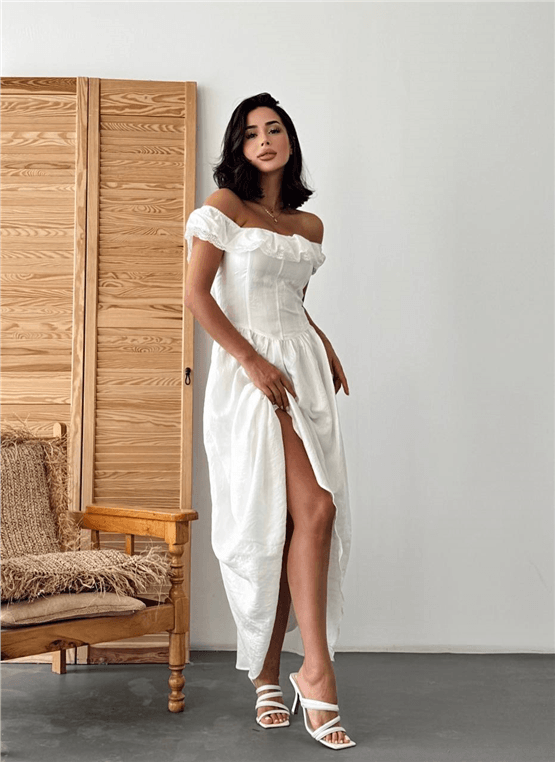Nesil Y26 Eu3136 Ekru Kadın Kolsuz Elbise S-Xl