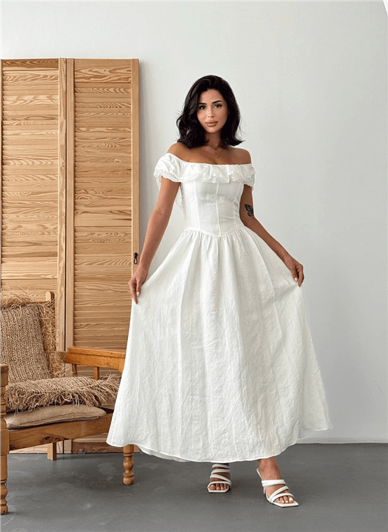 Nesil Y26 Eu3136 Ekru Kadın Kolsuz Elbise S-Xl