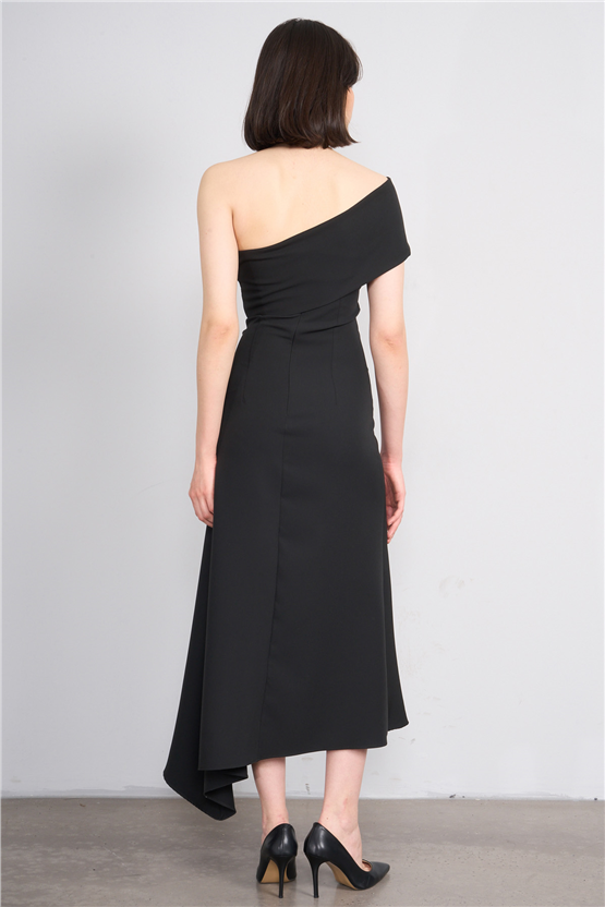 Nesil Y26 Eu3152 Siyah Kadın Tek Omuz Elbise S-Xl