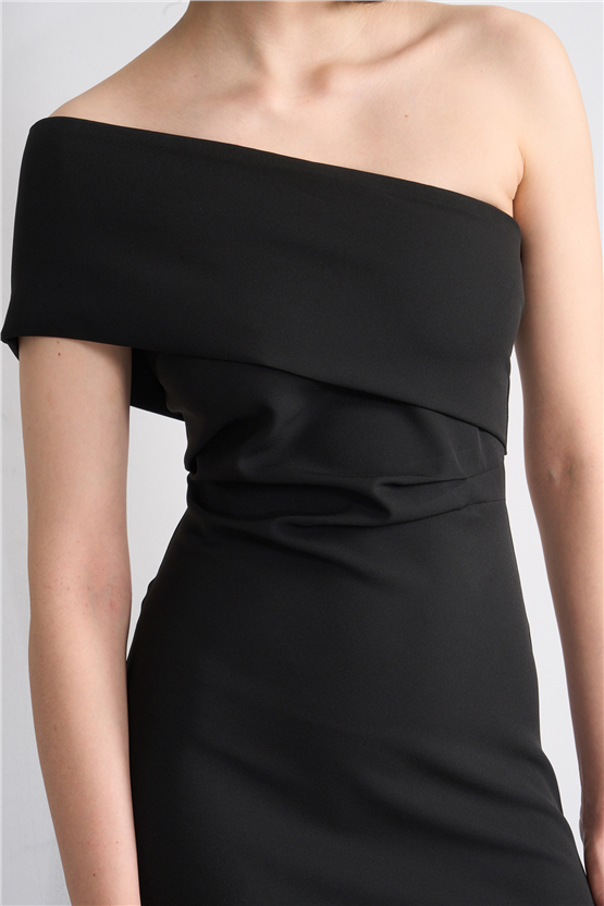 Nesil Y26 Eu3152 Siyah Kadın Tek Omuz Elbise S-Xl