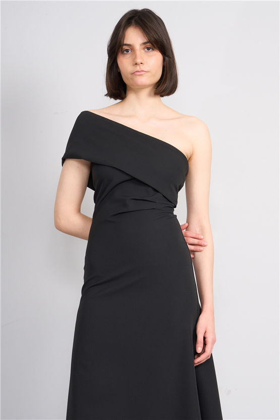 Nesil Y26 Eu3152 Siyah Kadın Tek Omuz Elbise S-Xl
