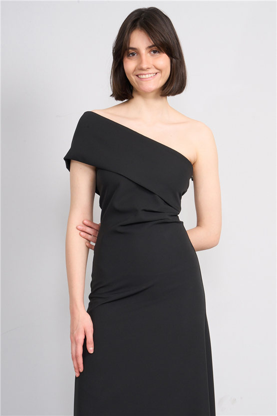 Nesil Y26 Eu3152 Siyah Kadın Tek Omuz Elbise S-Xl