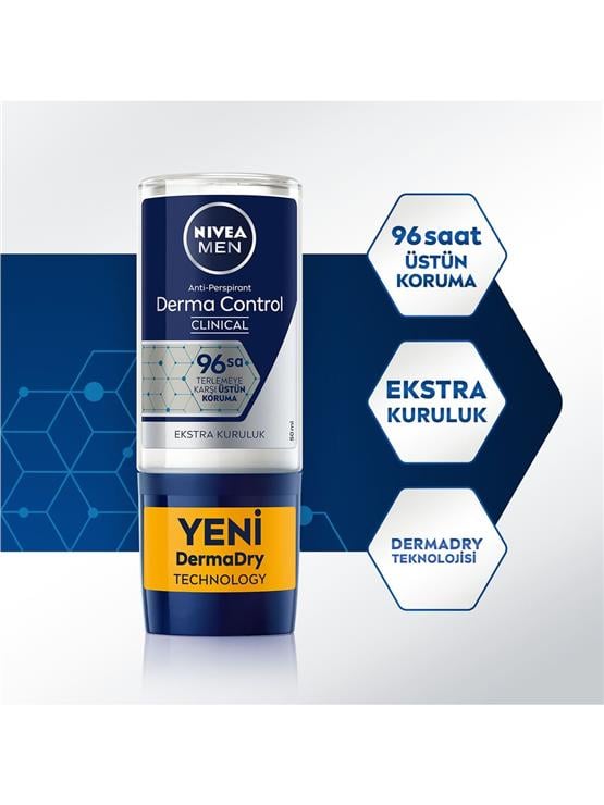 NIVEA 50ML ROLL-ON MEN DERMA CONTROL EXTRA KURULUK