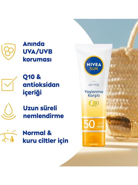 NIVEA SUN 50 ML YUZ KREMI ANTIAGE SPF 50