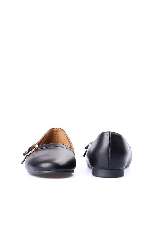 Oflaz 1085K 26454 Siyah Cilt Kadın Babet Ayakkabı