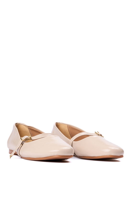 Oflaz 115-052 Bej Rustık Bayan Babet Ayakkabı