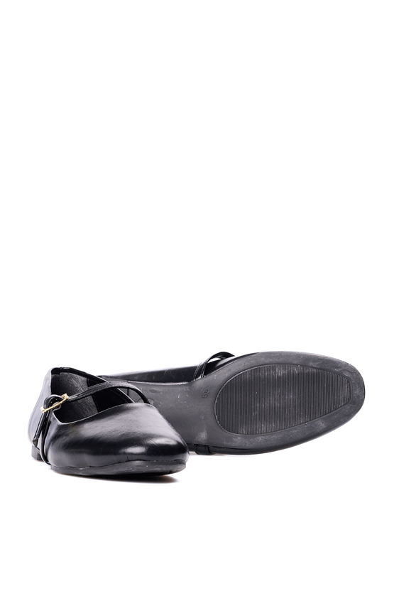 Oflaz 115-052 Sıyah Rustık Bayan Babet Ayakkabı