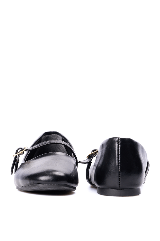 Oflaz 115-052 Sıyah Rustık Bayan Babet Ayakkabı