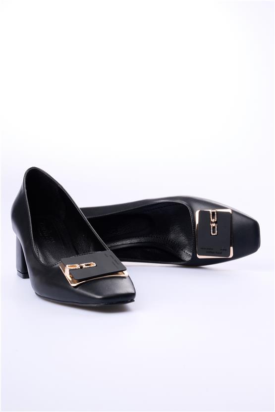 Oflaz 1219 Y606 Siyah Cilt Kadın Klasik Ayakkabı