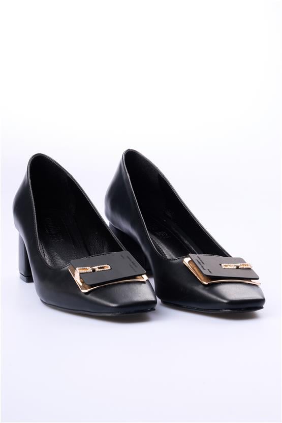 Oflaz 1219 Y606 Siyah Cilt Kadın Klasik Ayakkabı