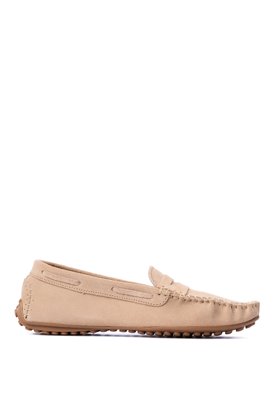 Oflaz 1329Y 101 Bej Bayan Derı Loafer Ayakkabı