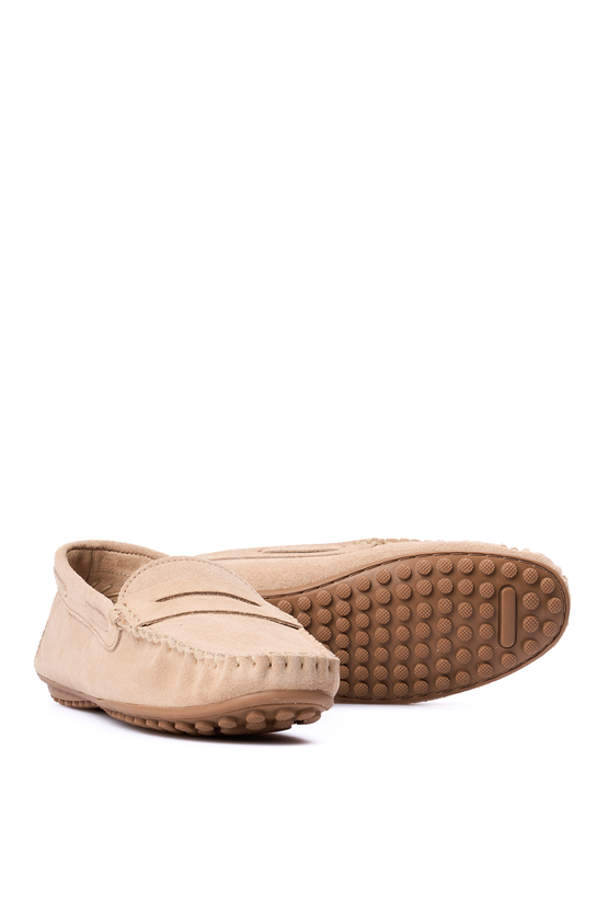 Oflaz 1329Y 101 Bej Bayan Derı Loafer Ayakkabı