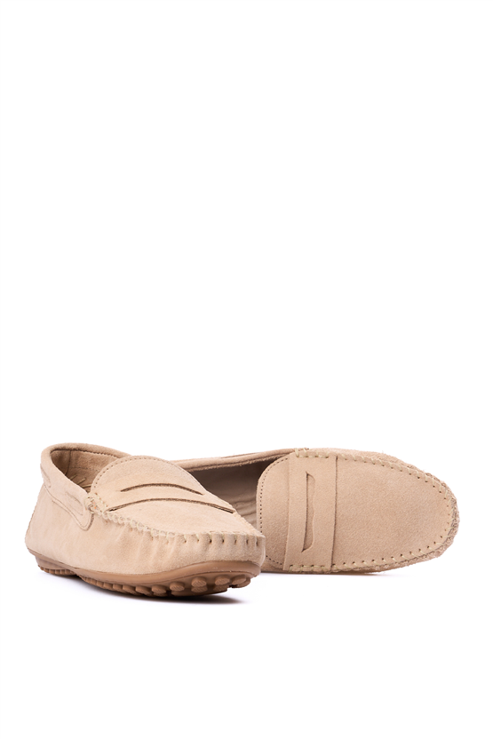 Oflaz 1329Y 101 Bej Bayan Derı Loafer Ayakkabı