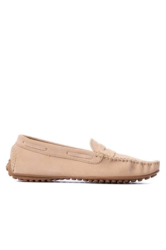 Oflaz 1329Y 101 Bej Bayan Derı Loafer Ayakkabı