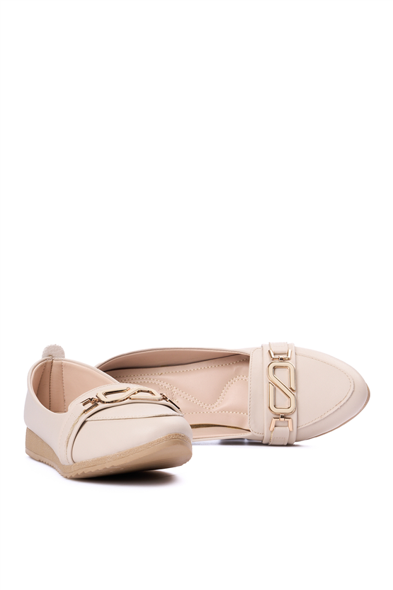 Oflaz 147Y 233 Bej Cılt Bayan Babet Ayakkabı