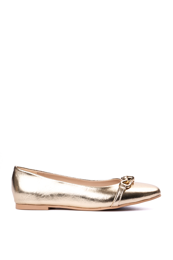 Oflaz 266Y 502 Altın Kırısık Bayan Babet Ayakkabı